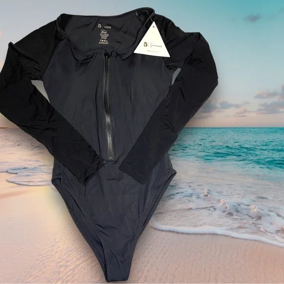 BuffBunny Aquarius Long Sleeve One-Piece Swimsuit Onyx Black - Picture 3 of 7
